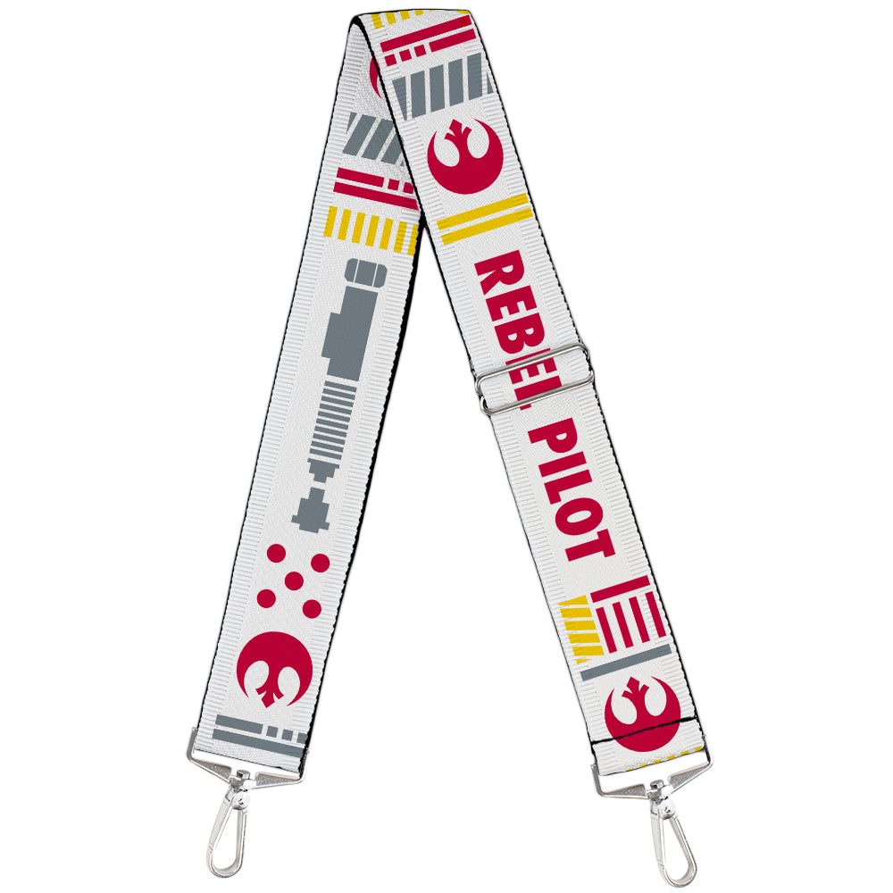 Purse Strap - Star Wars REBEL PILOT Rebel Alliance Insignia Lightsaber X-Wing Fighter White Red Yellow Gray