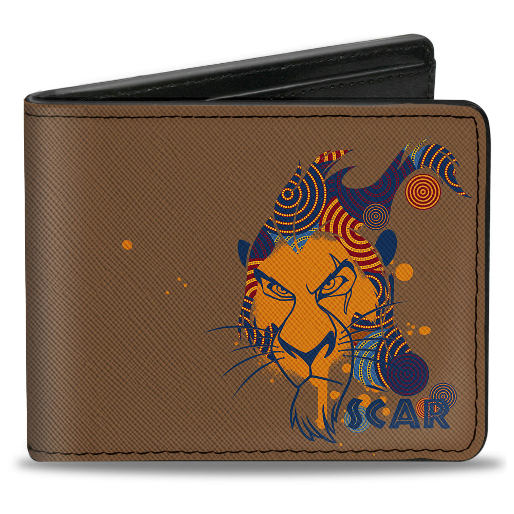Bi-Fold Wallet - The Lion King SCAR Face Sketch Brown Multi Color