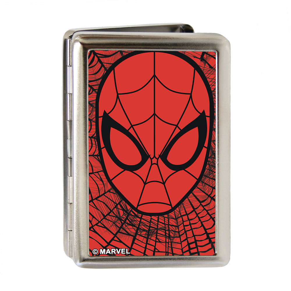 ULTIMATE SPIDER-MAN Business Card Holder - LARGE - Spider-Man Face CLOSE-UP Spiderweb Sketch FCG Red Black