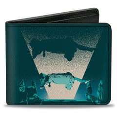 Bi-Fold Wallet - The Exorcist Vintage Regan Levitation Scene Poster + Title Logo Black Greens