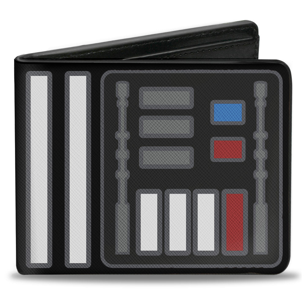 Bi-Fold Wallet - Star Wars Darth Vader Chest Panel Black Grays White Blue Red