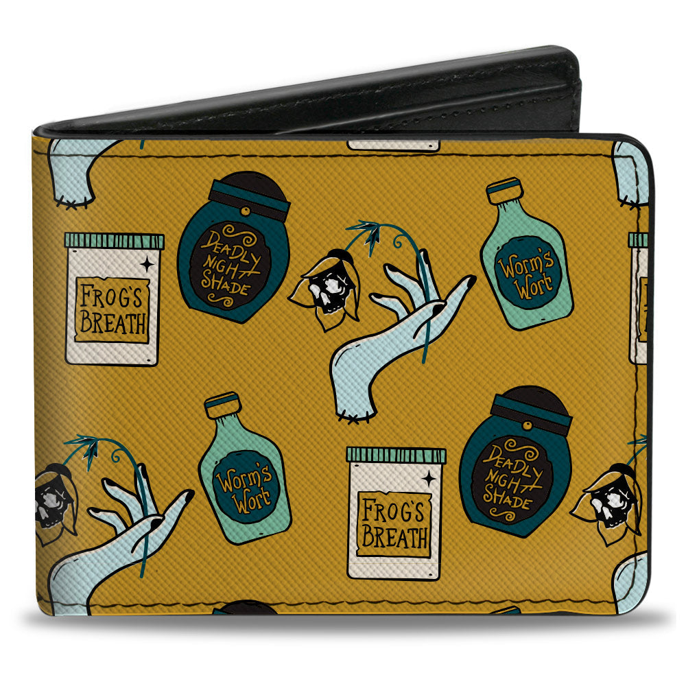 Bi-Fold Wallet - The Nightmare Before Christmas Potion Bottles Collage Yellow