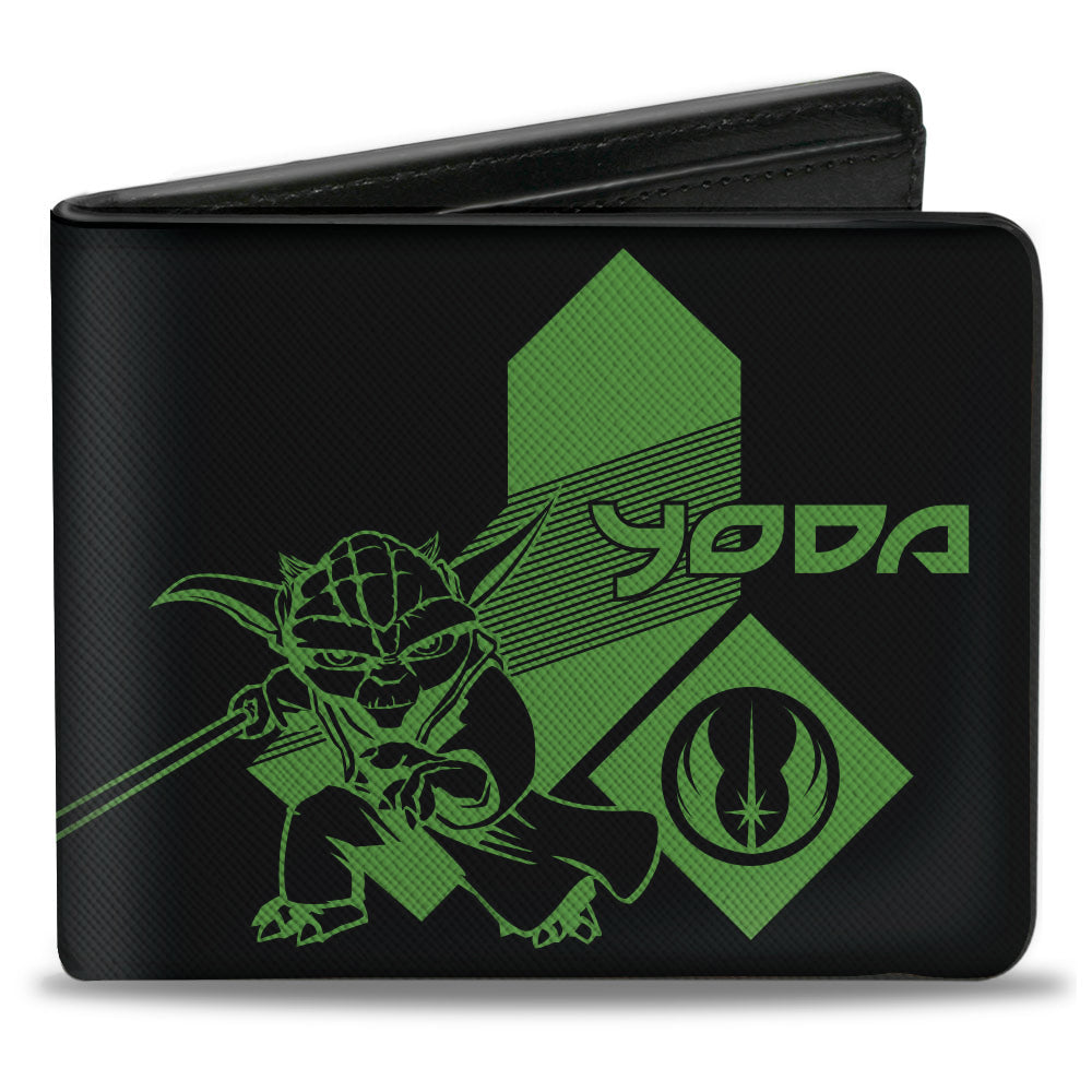 Bi-Fold Wallet - Star Wars The Clone Wars YODA Pose + Logo Black Green