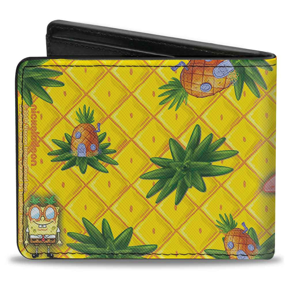 Bi-Fold Wallet - SpongeBob &amp; Patrick Starfish Pose Pineapple Gold