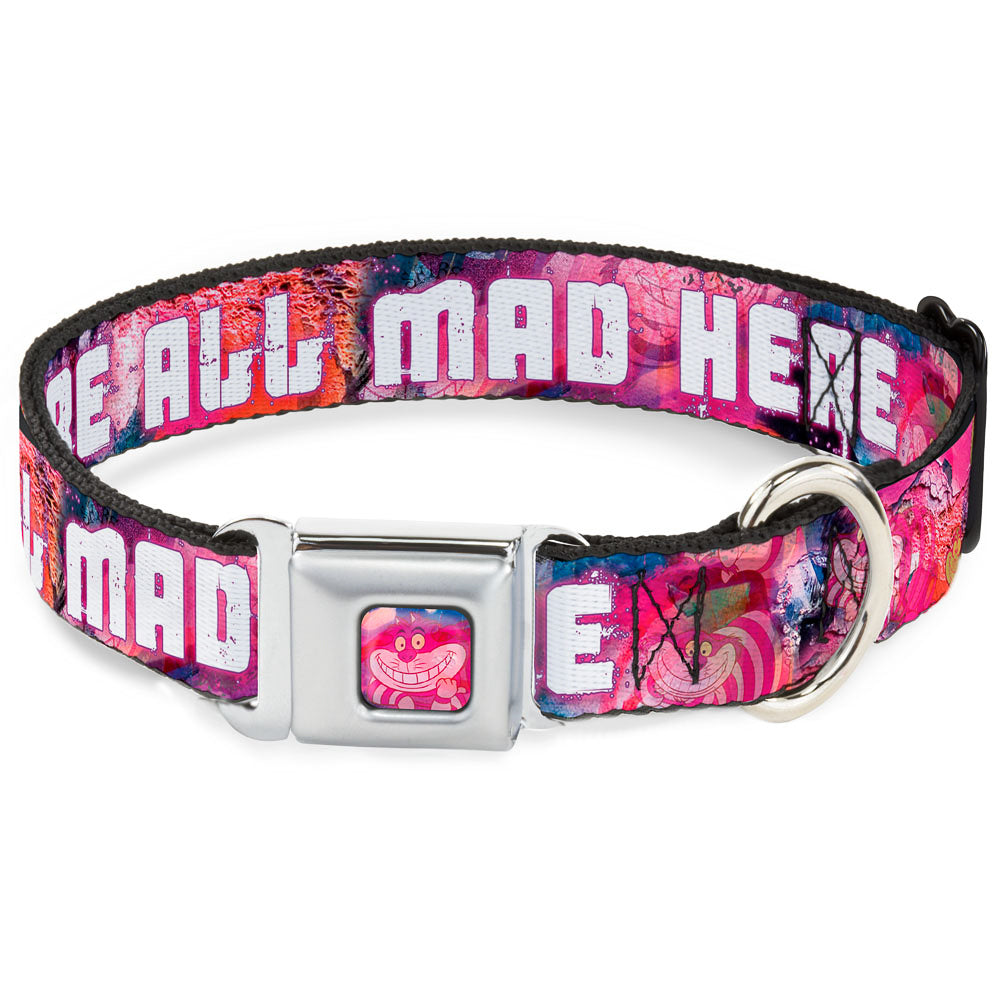 Transparent Cheshire Cat Face Full Color Seatbelt Buckle Collar - Transparent Cheshire Cat Poses WE&#39;RE ALL MAD HERE