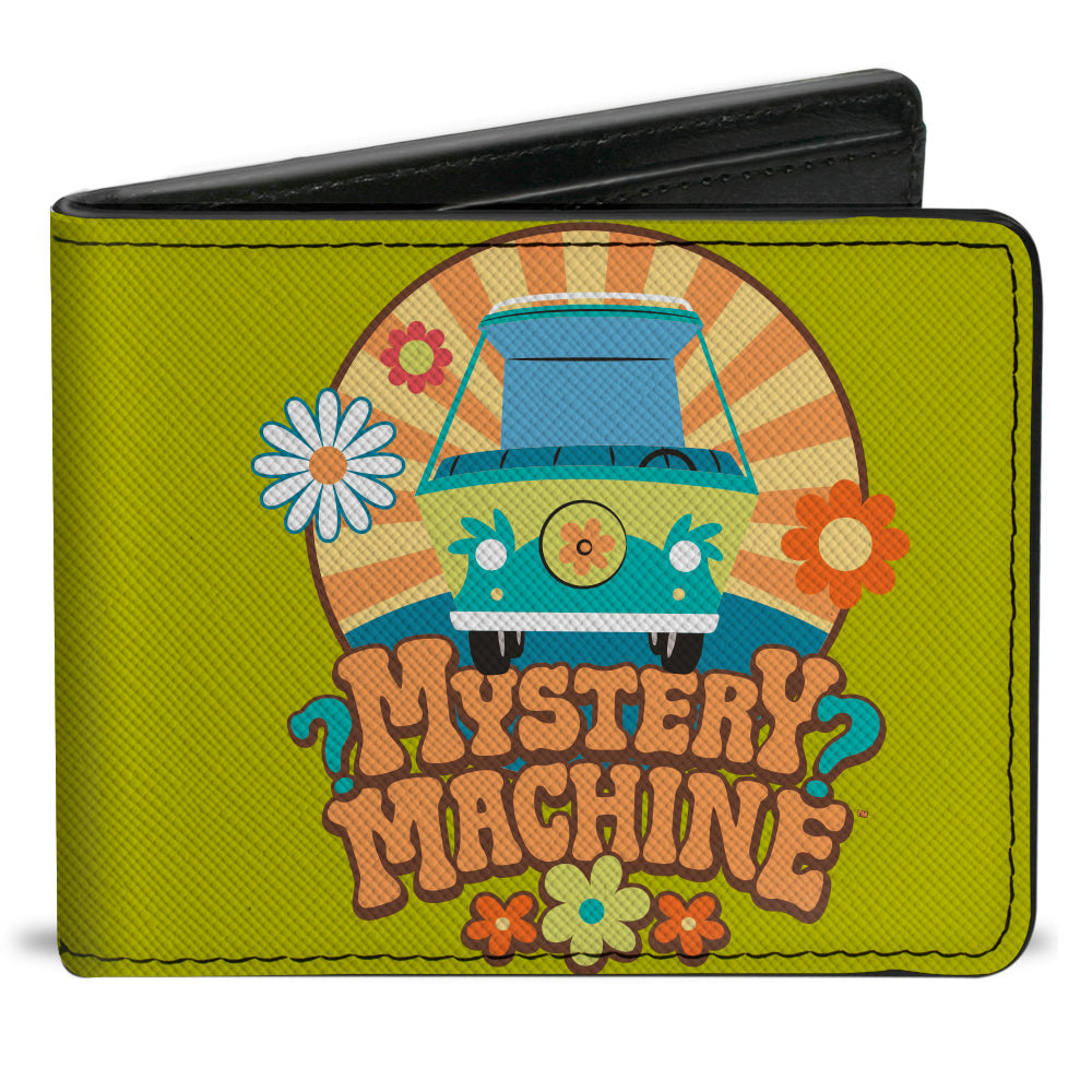 Bi-Fold Wallet - Scooby Doo MYSTERY MACHINE Sun Rays and Flowers Icon Green