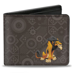 Bi-Fold Wallet - The Lion King Scar Pose Tribal Pattern Browns