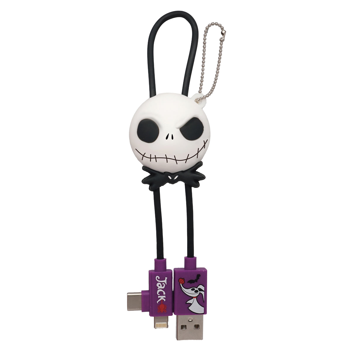 Nightmare Before Christmas Jack Skellington USB Charging Cable with Type C and Micro USB Attachments