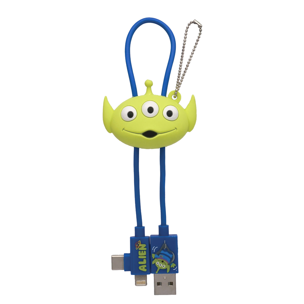 Disney Pixar Alien USB Charging Cable with Type C and Micro USB Attachments