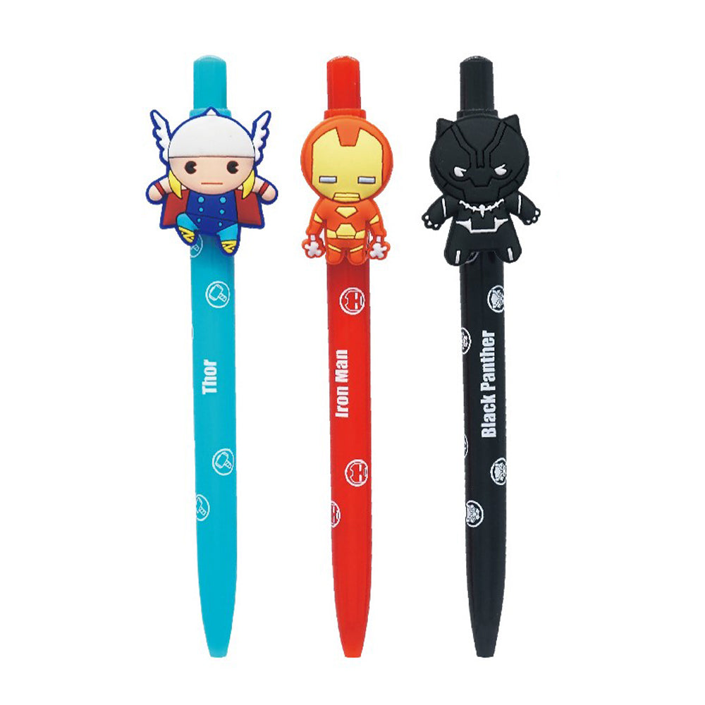 Marvel Avengers 3 Pack Ballpoint Pens (Black Panther, Thor, and Ironman)