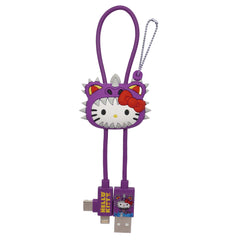 Sanrio Hello Kitty USB Charging Cable with Type C and Micro USB Attachments
