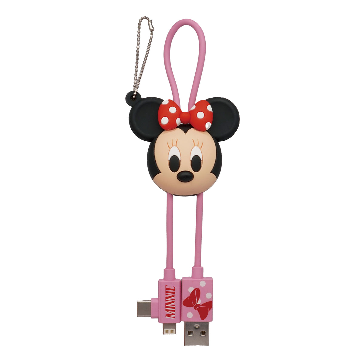 Disney Minnie Mouse USB Charging Cable with Type C and Micro USB Attachments
