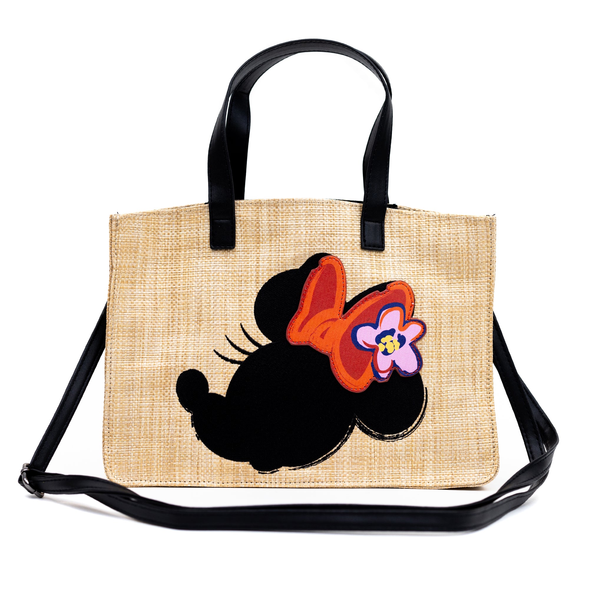 Disney Disney Minnie Mouse Embroidered Raffia Collection Tote Crossbody Bag
