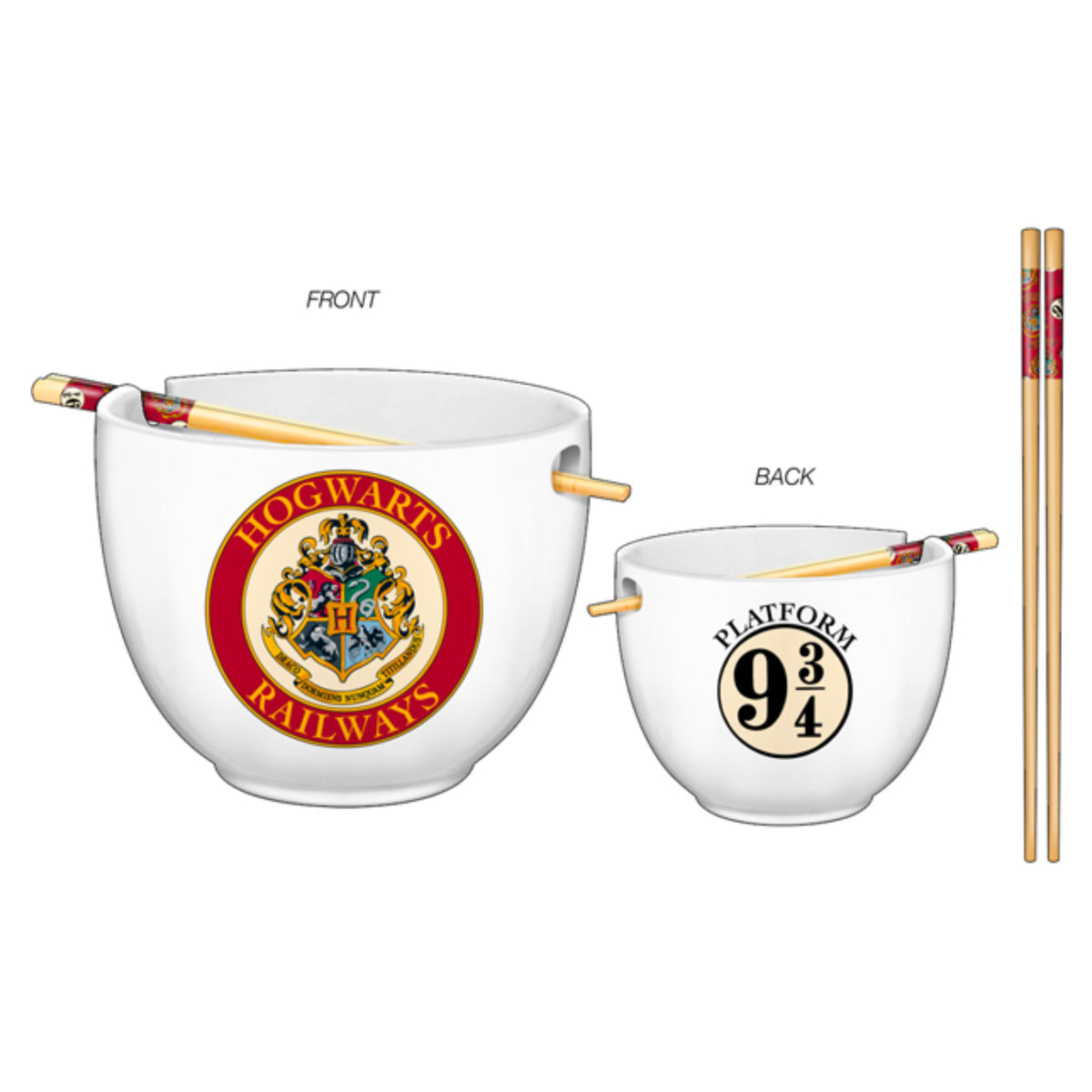 Harry Potter Hogwarts Crest 9 3/4 Platform Ramen Bowl with Chopsticks