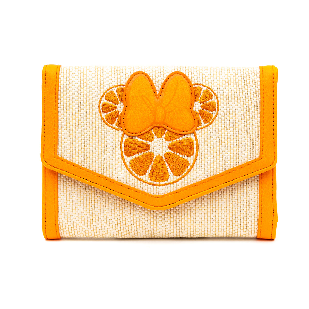 Disney Minnie Mouse Embroidered Raffia Collection Citrus Crossbody Bag