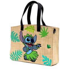Disney Lilo and Stitch Embroidered Raffia Collection Tote Crossbody Bag