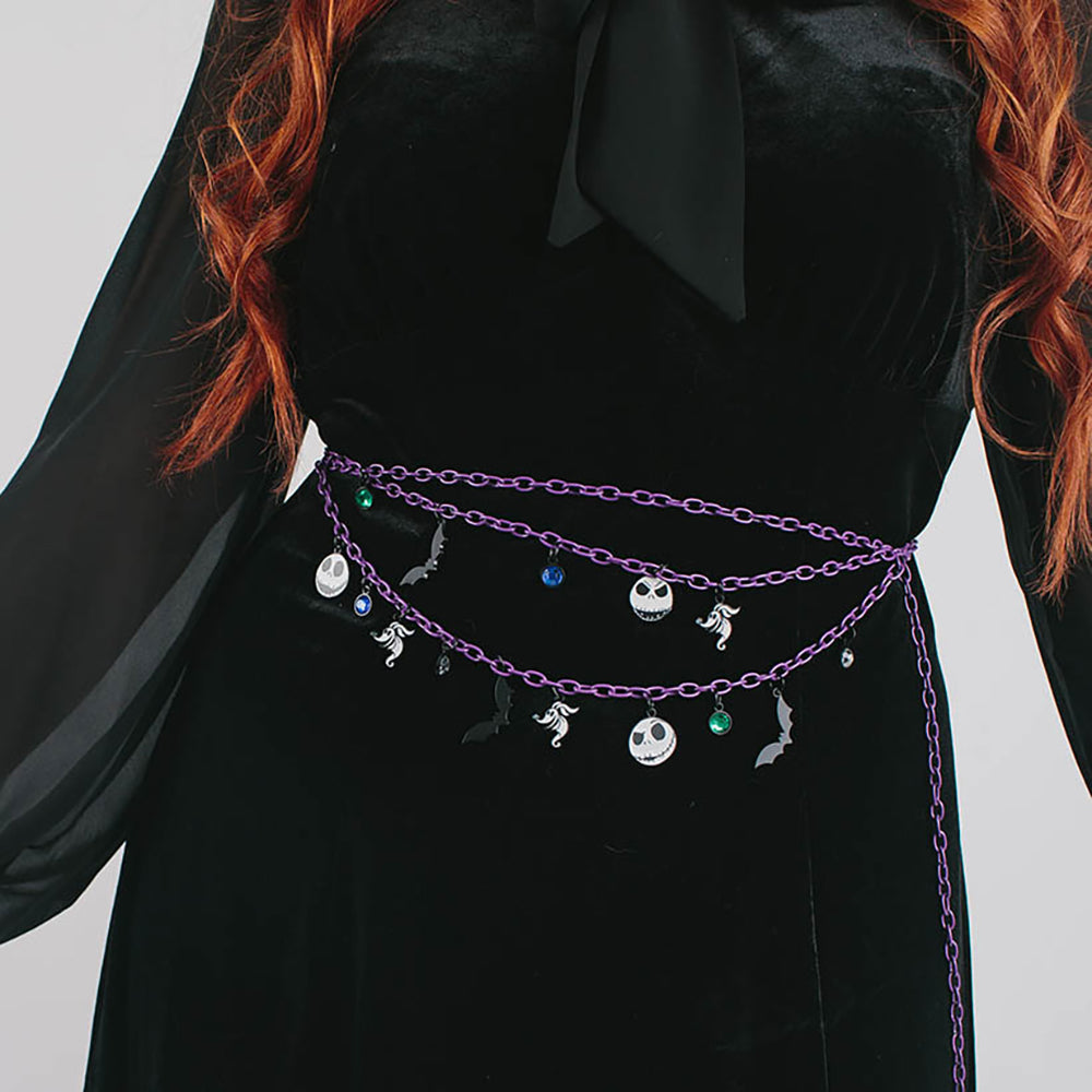 Metal Chain Belt - Purple Chain with The Nightmare Before Christmas Jack and Zero Charms