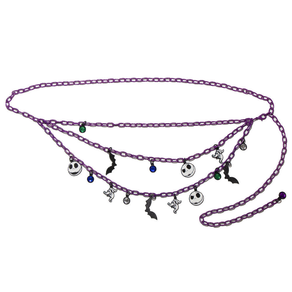 Metal Chain Belt - Purple Chain with The Nightmare Before Christmas Jack and Zero Charms