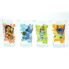 Lilo and Stitch Tropical Panel 4 Piece 16oz Pint Glass Set